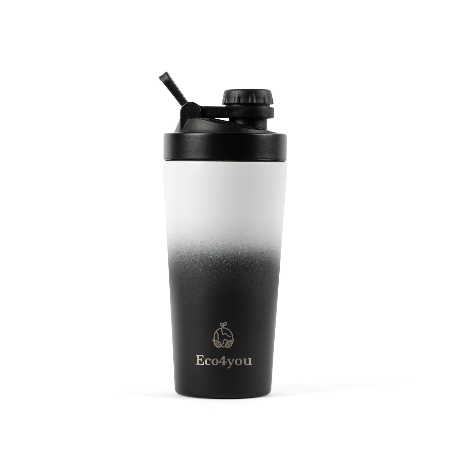 Eco4you 20oz Stainless Steel Shaker Bottle Black & White