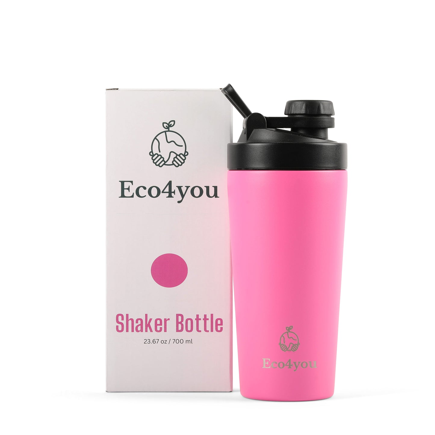 Eco4you 20oz Stainless Steel Shaker Bottle Pink