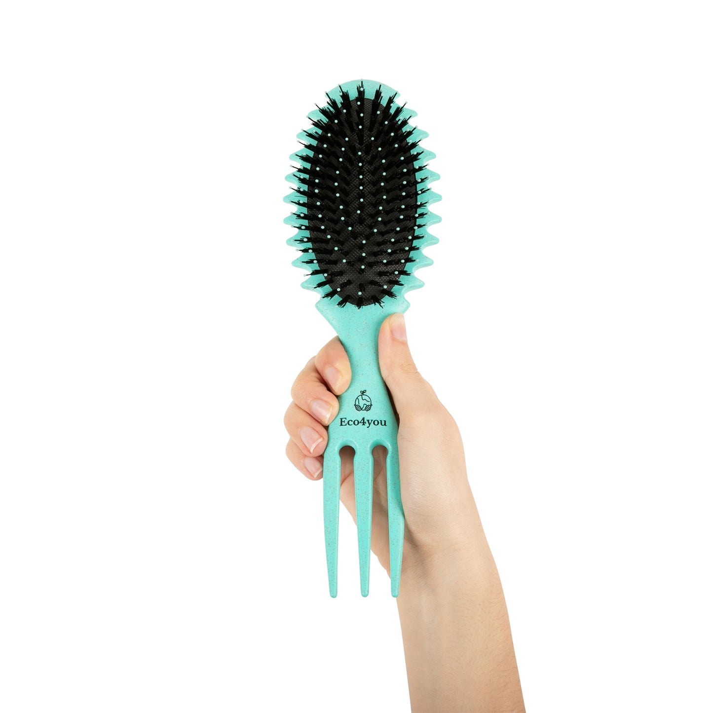 Eco4you Organic Curl Defining Detangling Hair Brush: Dry & Wet Brush Styling Tool - Turquoise