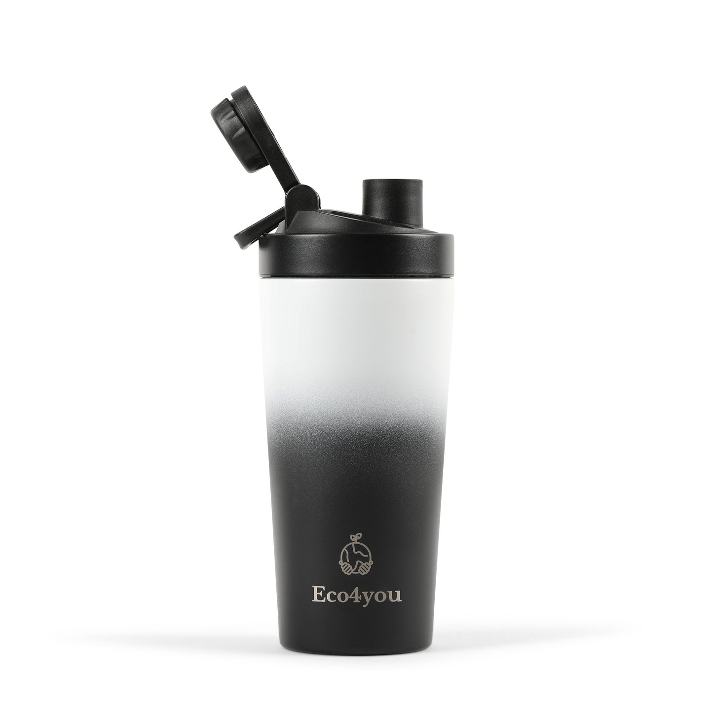 Eco4you 20oz Stainless Steel Shaker Bottle Black & White