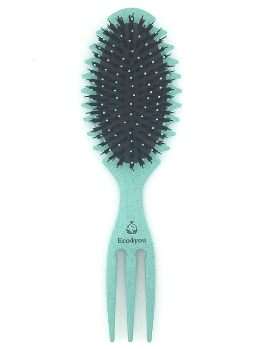 Eco4you Organic Curl Defining Detangling Hair Brush: Dry & Wet Brush Styling Tool - Turquoise