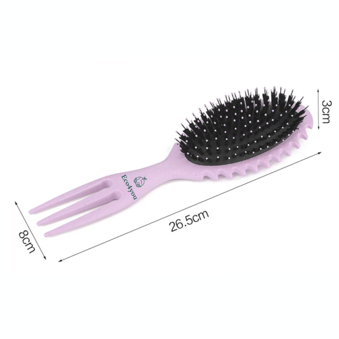 Eco4you Organic Curl Defining Detangling Hair Brush: Dry & Wet Brush Styling Tool - Turquoise